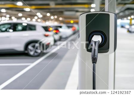 Innovative electric vehicle charging station supporting green energy Innovative electric vehicle charging station supporting green energy 124192387