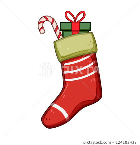 gift christmas sock cartoon vector illustration 124192432