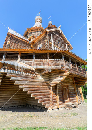 Wooden orthodox church in Vitoslavlitsy village, Veliky Novgorod, Russia Wooden orthodox church in Vitoslavlitsy village, Veliky Novgorod, Russia 124192491
