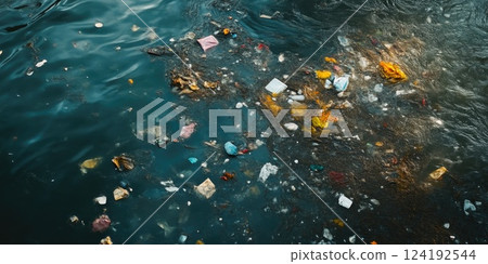 Close-up of Litter and Pollution in the Ocean Close-up of Litter and Pollution in the Ocean 124192544