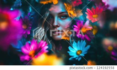 Motion Blur and Floral Beauty in Surreal Portrait Motion Blur and Floral Beauty in Surreal Portrait 124192558