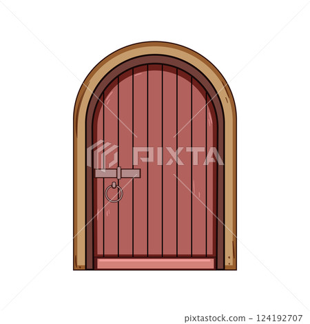 renaissance ancient medieval door cartoon vector illustration 124192707