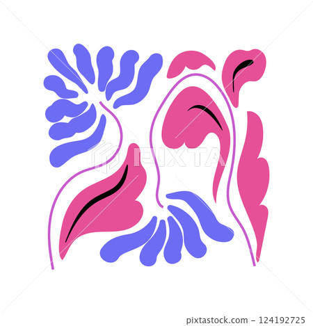 creative abstract square flowers cartoon vector illustration 124192725