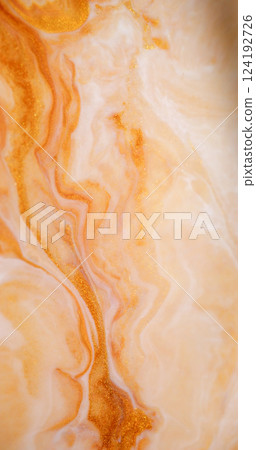 Sparkling paint. Blend flow. Defocused yellow golden white color chemical glitter water marble texture spreading on abstract background. Sparkling paint. Blend flow. Defocused yellow golden white color chemical glitter water marble texture spreading on abstract background. 124192726