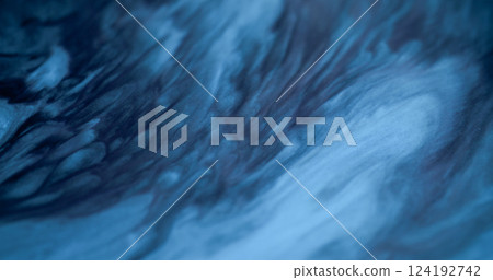 Color ripple ink. Underwater texture. Defocused blue smoke water wave chemical liquid flow floating on abstract dark black background. Color ripple ink. Underwater texture. Defocused blue smoke water wave chemical liquid flow floating on abstract dark black background. 124192742