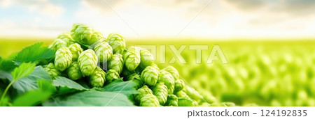 Hops and barley field at sunset Hops and barley field at sunset 124192835