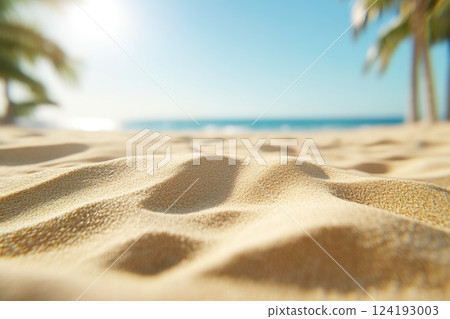 Soft Sand Surface with Vibrant Palm Trees Soft Sand Surface with Vibrant Palm Trees 124193003