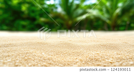 Macro Shot of Sand with Tropical Palms 124193011