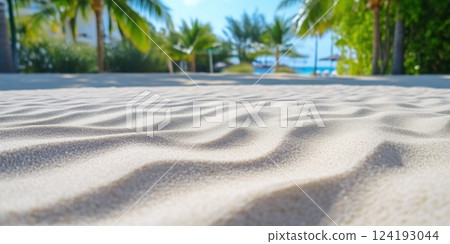 Golden Beach Sand Framed by Palms 124193044