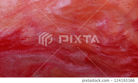 Paint blend. Wet texture. Defocused red crimson color water acrylic fluid marble shiny flow wave spreading on abstract art background. Paint blend. Wet texture. Defocused red crimson color water acrylic fluid marble shiny flow wave spreading on abstract art background. 124193166