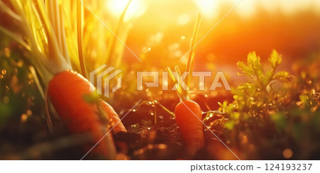 Close-Up of Fresh Carrots in Sunlight Close-Up of Fresh Carrots in Sunlight 124193237