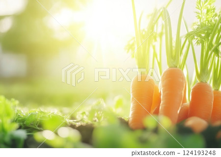 Fresh Carrots Illuminated by Bright Sunlight Fresh Carrots Illuminated by Bright Sunlight 124193248