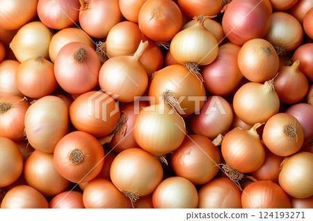 Healthy white onions isolated on wood 124193271