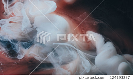 Fume splash. Cloud blend. Puff paint spray color shot spread pigment on black background. Art twirl smoke abstract defocused flow. Fume splash. Cloud blend. Puff paint spray color shot spread pigment on black background. Art twirl smoke abstract defocused flow. 124193287