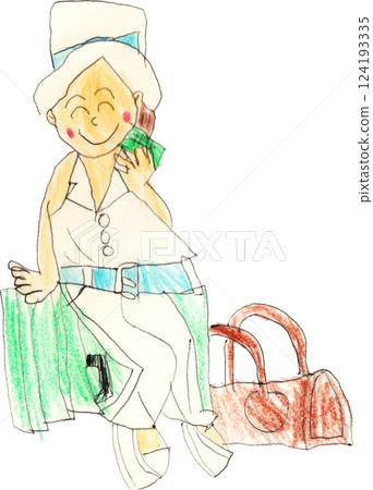 travel girl drawn by a child 124193335