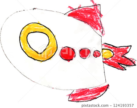Child's drawing of a rocket 124193357
