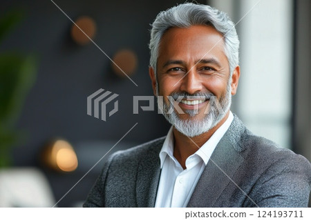 Grey-haired businessman with a confident smile Grey-haired businessman with a confident smile 124193711