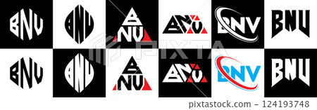 BNV letter logo design in six style. BNV polygon, circle, triangle, hexagon, flat and simple style with black and white color variation letter logo set in one artboard. BNV minimalist and classic logo BNV letter logo design in six style. BNV polygon, circle, triangle, hexagon, flat and simple style with black and white color variation letter logo set in one artboard. BNV minimalist and classic logo 124193748