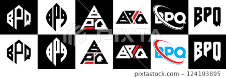 BPQ letter logo design in six style. BPQ polygon, circle, triangle, hexagon, flat and simple style with black and white color variation letter logo set in one artboard. BPQ minimalist and classic logo BPQ letter logo design in six style. BPQ polygon, circle, triangle, hexagon, flat and simple style with black and white color variation letter logo set in one artboard. BPQ minimalist and classic logo 124193895