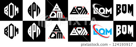 BQM letter logo design in six style. BQM polygon, circle, triangle, hexagon, flat and simple style with black and white color variation letter logo set in one artboard. BQM minimalist and classic logo BQM letter logo design in six style. BQM polygon, circle, triangle, hexagon, flat and simple style with black and white color variation letter logo set in one artboard. BQM minimalist and classic logo 124193917