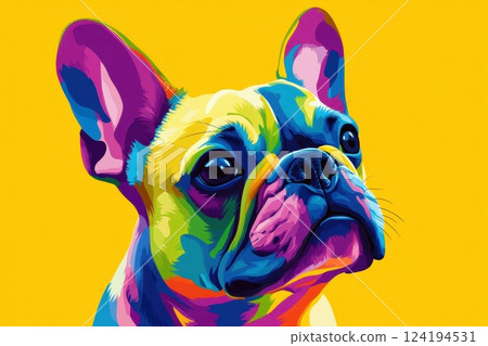 French Bulldog in pop art style cool dog. isolated background 124194531