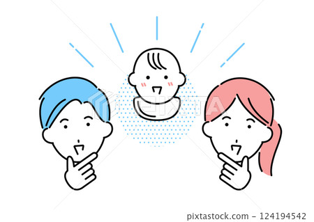 Illustration of a young couple having a baby 124194542