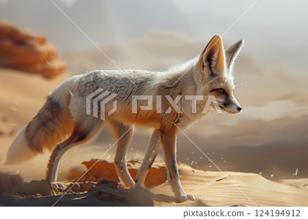 fennec fox is walking on relax. ai generative fennec fox is walking on relax. ai generative 124194912