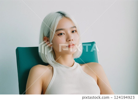 Asian woman with white hair model 124194923