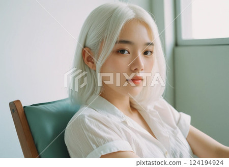 Asian woman with white hair model 124194924
