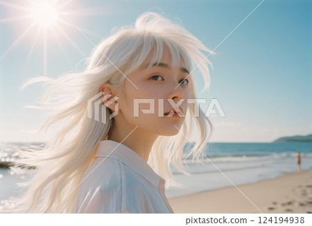 Asian woman with white hair model 124194938