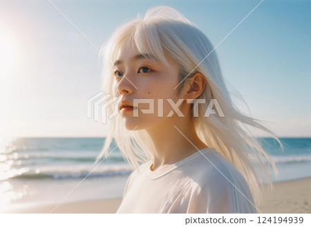 Asian woman with white hair model 124194939