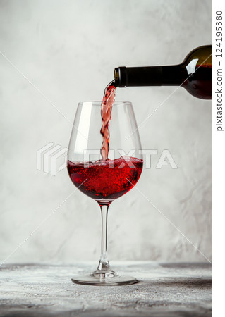 Pour red wine on white background. Generative ai Pour red wine on white background. Generative ai 124195380