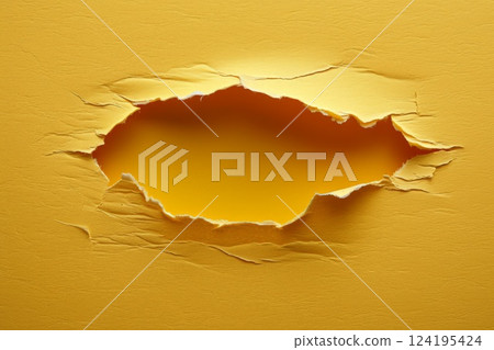 yellow torn paper isolated on a white background with copy space . ai generative 124195424