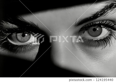 woman eyes close up looking straight into camera . ai generative 124195440