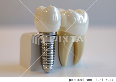 Dental implants and healthy teeth are essential for oral health. 124195945