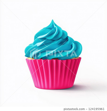 Sweet Cupcake with blue Colorful Sprinkles on isolated Background. Sweet Cupcake with blue Colorful Sprinkles on isolated Background. 124195961