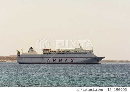 Spain, Tenerife - May 14, 2018: ocean ferry ARMAS, carries out transportation between the Canary Islands Spain, Tenerife - May 14, 2018: ocean ferry ARMAS, carries out transportation between the Canary Islands 124196003