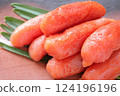 Spicy cod roe served on a terracotta plate 124196196