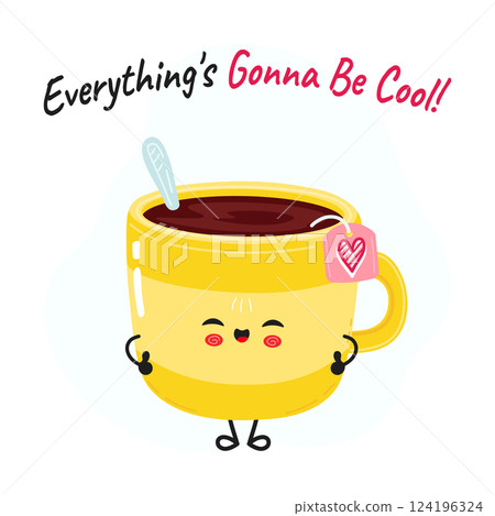 Everything is gonna be cool with this adorable Tea Cup cartoon character spreading positivity and cheer. Everything is gonna be cool with this adorable Tea Cup cartoon character spreading positivity and cheer. 124196324
