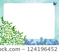 Blue flowers and blue birds frame 124196452