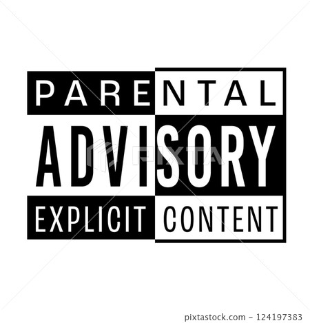 Classic Black and White Parental Advisory Sticker Splited In Half 124197383