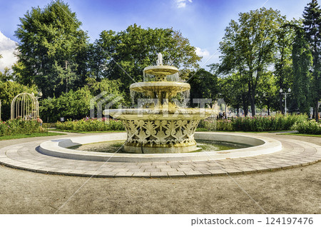 Scenic fountain inside Gorky Park, Moscow, Russia 124197476