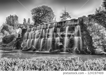 Scenic waterfall in the EUR district of Rome, Italy 124197489