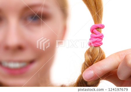 Blonde girl with braid hair 124197679