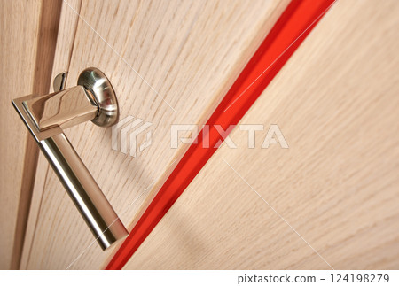 Closed wooden door Closed wooden door 124198279