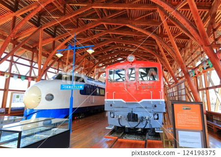 [Ehime Prefecture] 0-series Shinkansen and diesel locomotive at the Shikoku Railway Museum on a clear day 124198375