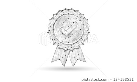 Quality medal isolated on white. Star award, satisfaction icon, customer feedback. Quality medal isolated on white. Star award, satisfaction icon, customer feedback. 124198531