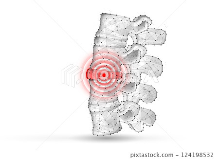 3d spine vector isolated on white. Chiropractic care, spinal cord, orthopedic surgery. 124198532
