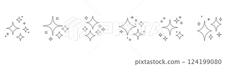 Sparkle And Shine Line Icon Set. Decorative Stars Outline Symbol Collection. Editable Stroke. Isolated Vector Illustration Sparkle And Shine Line Icon Set. Decorative Stars Outline Symbol Collection. Editable Stroke. Isolated Vector Illustration 124199080