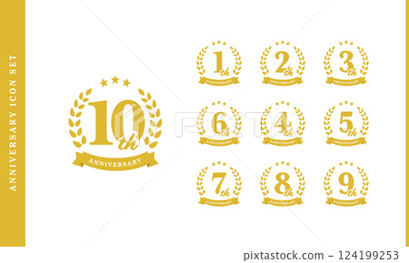 簡單編號週年紀念圖示集(金色) 簡單編號週年紀念圖示集(金色) 124199253